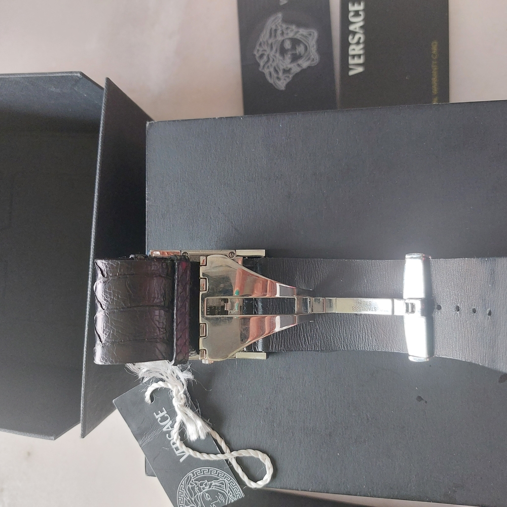 Versace Black And Silver Rectangular Watch - image 8